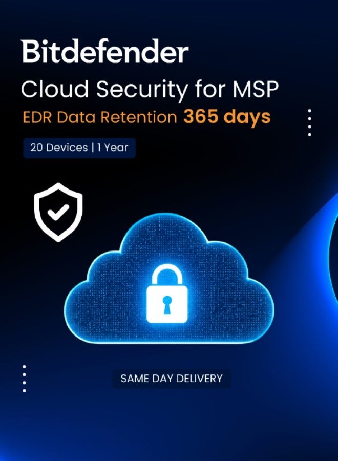 Bitdefender Cloud Security MSP - EDR Data Retention 365 days 20 Devices for 1 Year | Digital License | SAME DAY DELIVERY